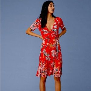 New DVF Short Sleeve Flared Jersey Wrap Dress